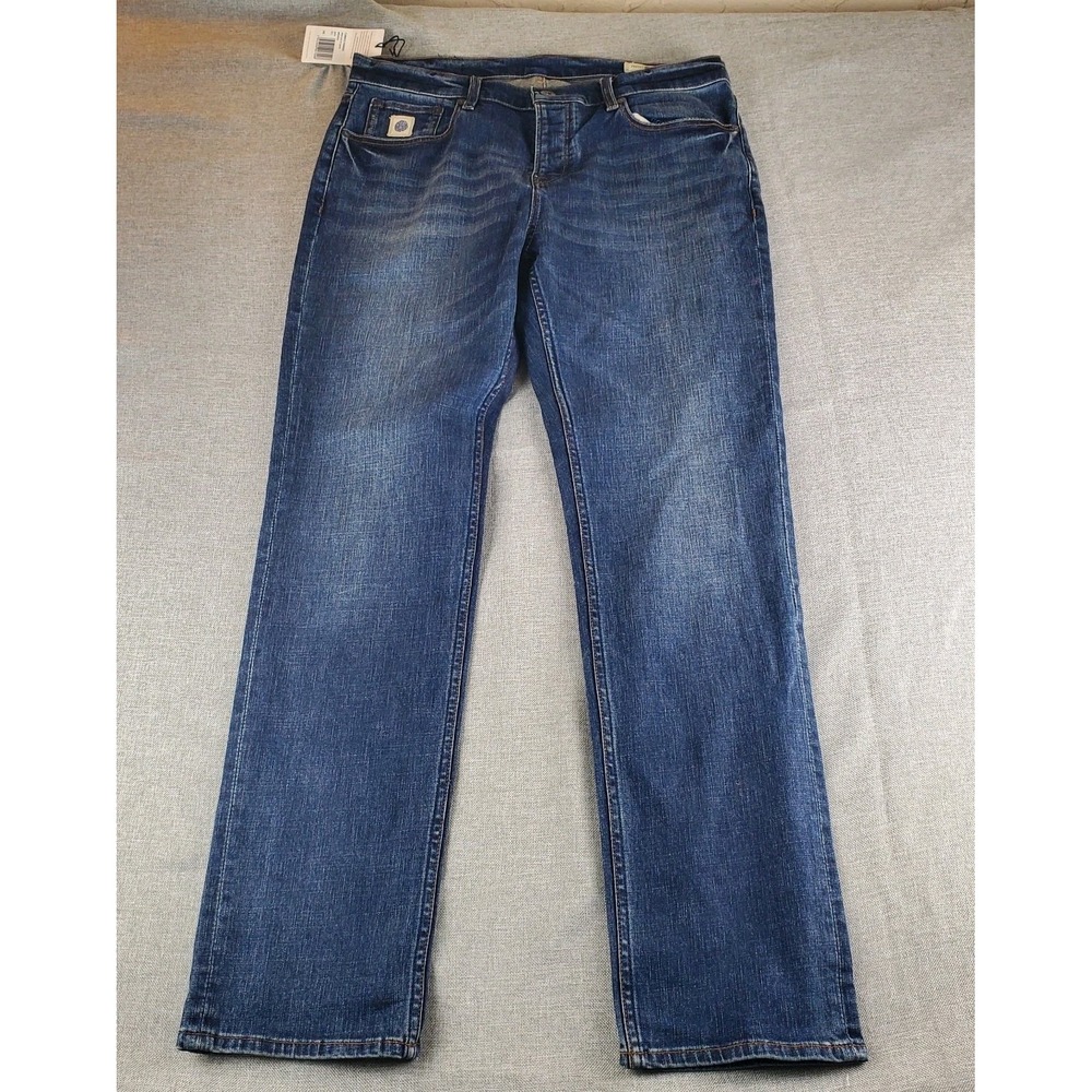 Pretty Green Jeans Mens 34X32 Blue Denim Erwood Slim Fit Denim Button Fly New